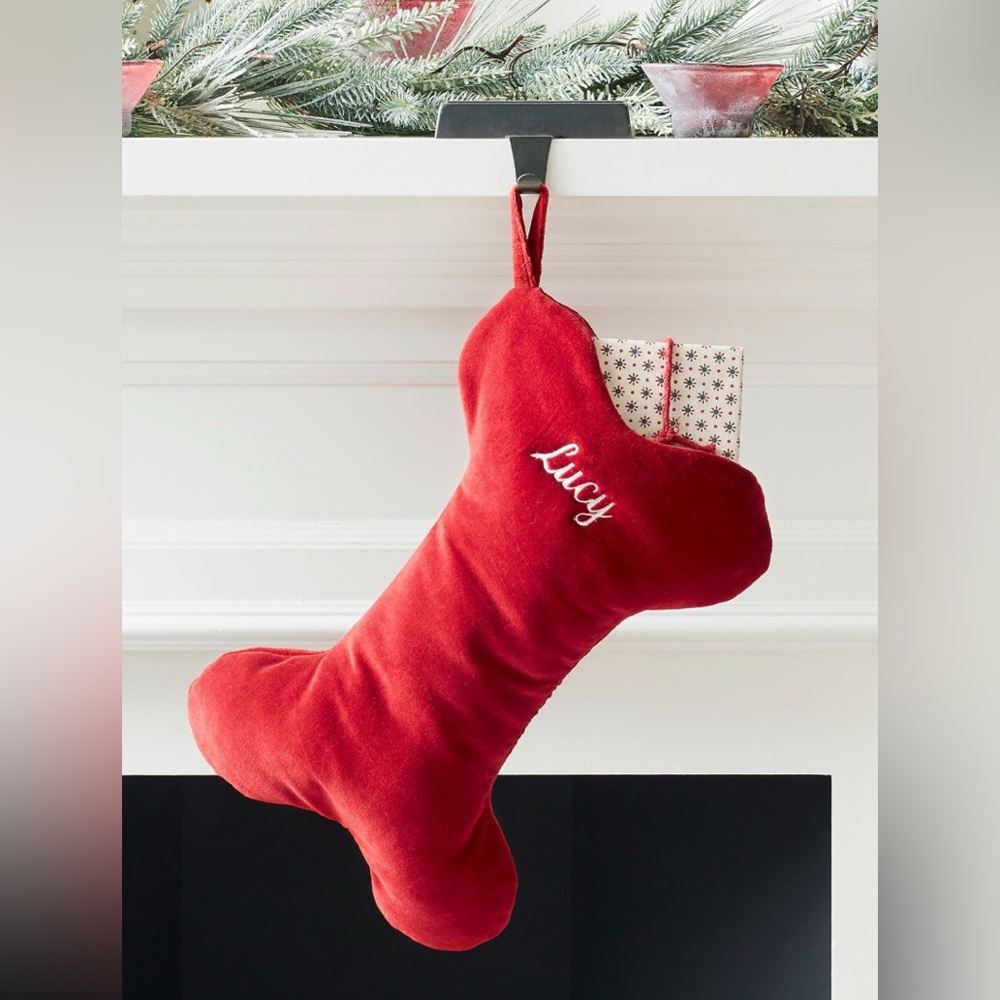 Pottery Barn dog stocking medium